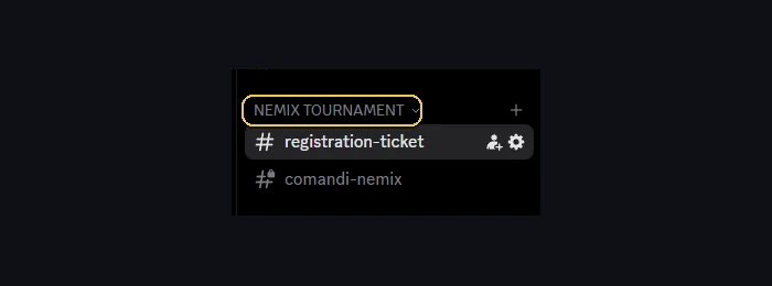 La categoria NEMIX TOURNAMENT nella lista canali di Discord